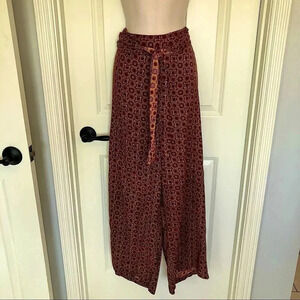 PASSPORT vintage boho brown wide leg trousers S/M
